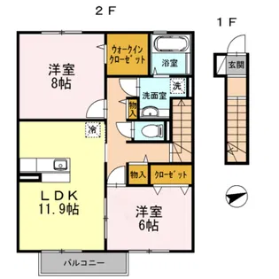 セジュール小川【2階】の間取り