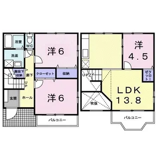 ビューネ遠藤B【1階】の間取り