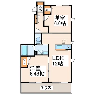 エムビレッジB【1階】の間取り