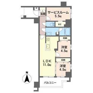 ツインズ国立II【6階】の間取り