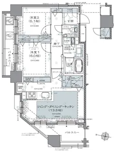 クリーンリバーフィネス北1条イースト【13階】の間取り
