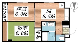 第5カスヤハイツ【6階】の間取り