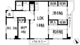 逆瀬川パークマンション【10階】の間取り