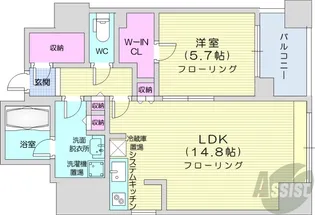 プライムメゾン大通公園【5階】の間取り