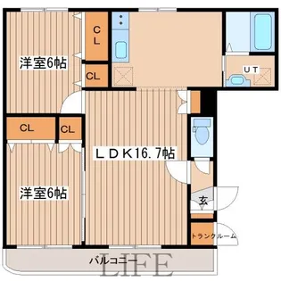 カサグランデ平和【3階】の間取り