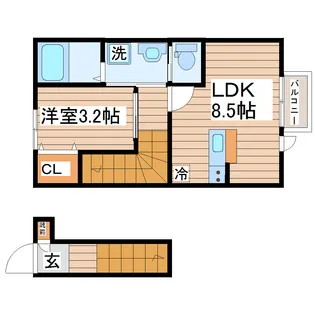 シェルテ河原町B【2階】の間取り