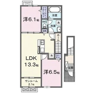 ロードグランデB棟【2階】の間取り
