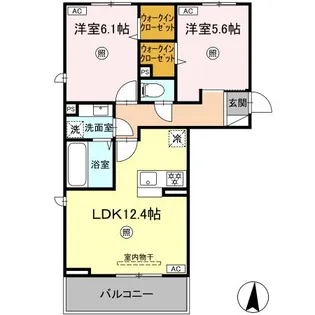 セレブ開懐世利(かわせり)【2階】の間取り