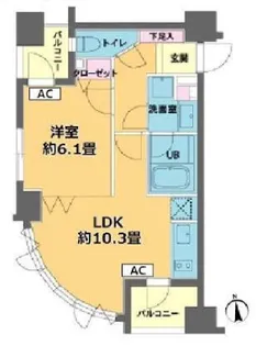 カスタリア高輪台【3階】の間取り