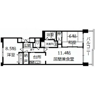 リバーサイド桜川弐番館203号【2階】の間取り