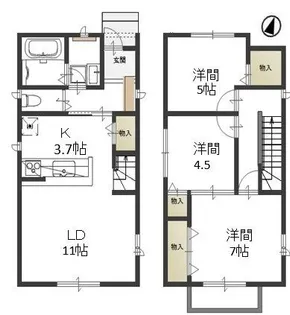 岡山県倉敷市玉島八島【一戸建】の間取り