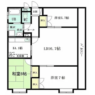 ジュノーピア宮後【3階】の間取り