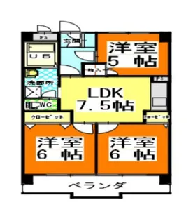 赤田ハイツ【5階】の間取り