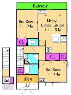 東京都調布市上石原3【アパート】の間取り