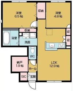 ラシーネ若江【1階】の間取り