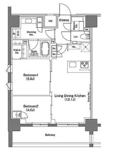 ザ・パークハビオ恵比寿プレイス【7階】の間取り