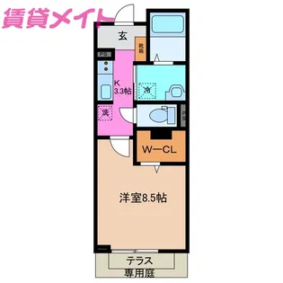 クレールリバー【1階】の間取り