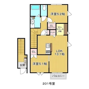 仮称)鶴ケ谷アパート【2階】の間取り