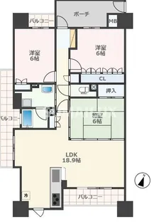 サーパス県立劇場前【11階】の間取り