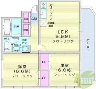ボヌール愛子【1階】の間取り