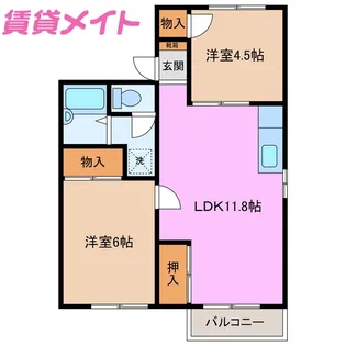 コーポかすみ2【2階】の間取り