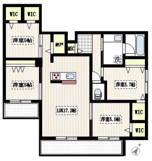 リクティ溝の口【3階】の間取り