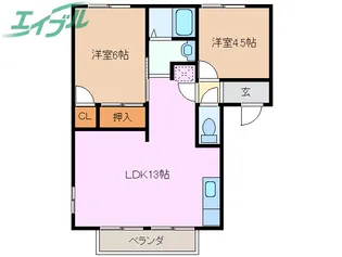 パークハイツ久保田【2階】の間取り