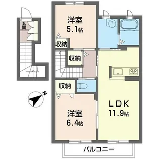 ラ・ルミナスI【2階】の間取り