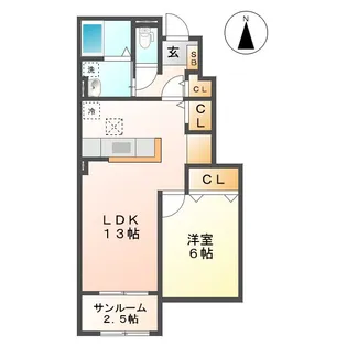 ベルソーA【1階】の間取り