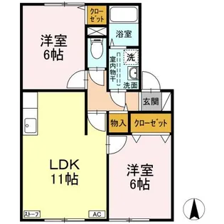 セジュール虹ヶ丘 C【2階】の間取り