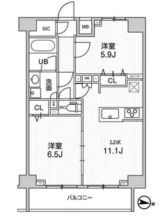 ジェノヴィア三ノ輪スカイガーデン【11階】の間取り