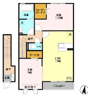ベルセーヌB【2階】の間取り