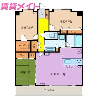 ポレスター新西方 604号室【6階】の間取り