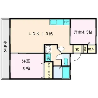 オーシャンハイツB【1階】の間取り