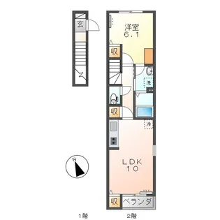 愛知県海部郡大治町大字北間島字柿木【アパート】の間取り