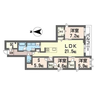 ウィズプラス浦和美園ウエストA棟【1階】の間取り