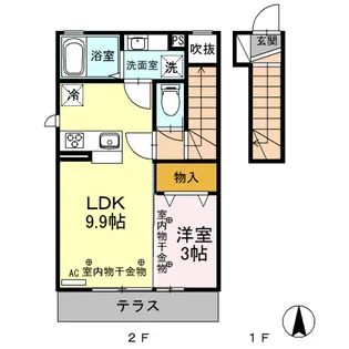 D-ROOM YAHATA HOUSE KIKU 205【2階】の間取り