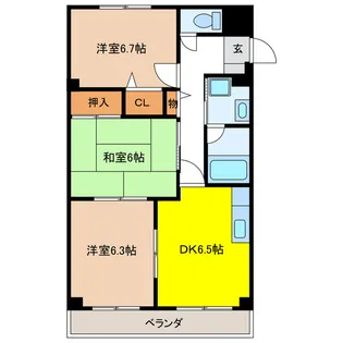 岐阜県岐阜市茜部野瀬2【マンション】の間取り