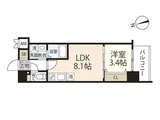 S-RESIDENCE天満町bark【5階】の間取り