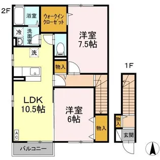 福島県郡山市安積町南長久保2【アパート】の間取り