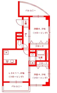 ウイステリアさいわい【4階】の間取り