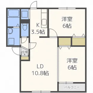 グレイススクエア菊水元町 四号館【2階】の間取り