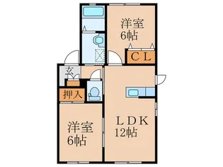 サンフラワ-ハイツB棟【1階】の間取り