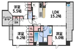 シーンズ天王寺真田山【3階】の間取り