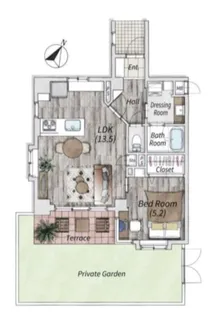 トゥールロワイヤルエルモア目黒【1階】の間取り