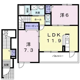 メリディオ静波【2階】の間取り