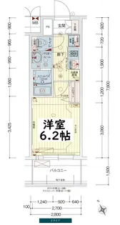 プレサンスOSAKA DOMECITYビーツ【11階】の間取り