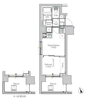 ONE ROOF RESIDENCE ASAKUSABASHI【4階】の間取り