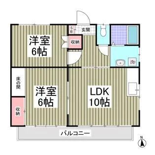 コーポインティアマウンテン2号棟【1階】の間取り