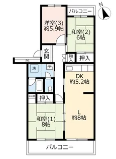 UR高津【3階】の間取り